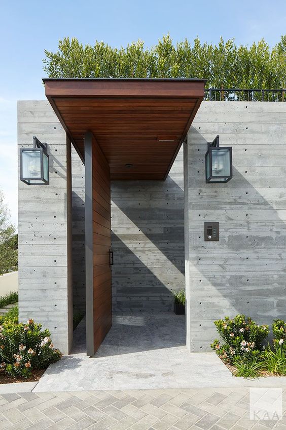 kombinasi pagar minimalis beton dan kayu