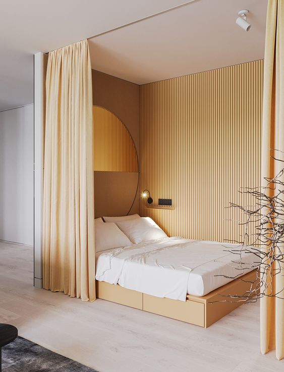 kamar tidur dengan warna cat beige