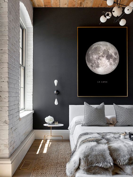 kamar tidur dengan warna cat hitam