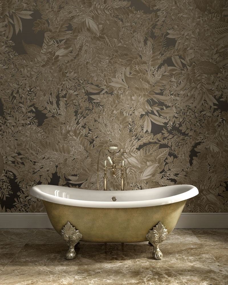 kamar mandi wallpaper bunga dan daun