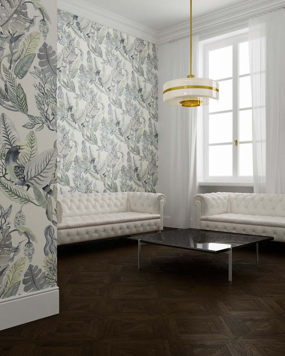 ruangan wallpaper motif daun